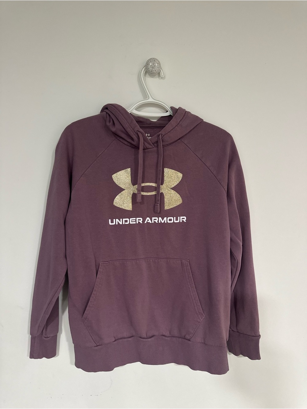Under Armour Men's Crewneck Hoodie in Dusty Plum with Gold Logo